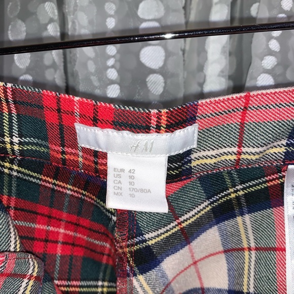 H&M Plaid Slim Fitted Pants,Festive Holiday Colored Trousers Size 10 - Picture 7 of 10